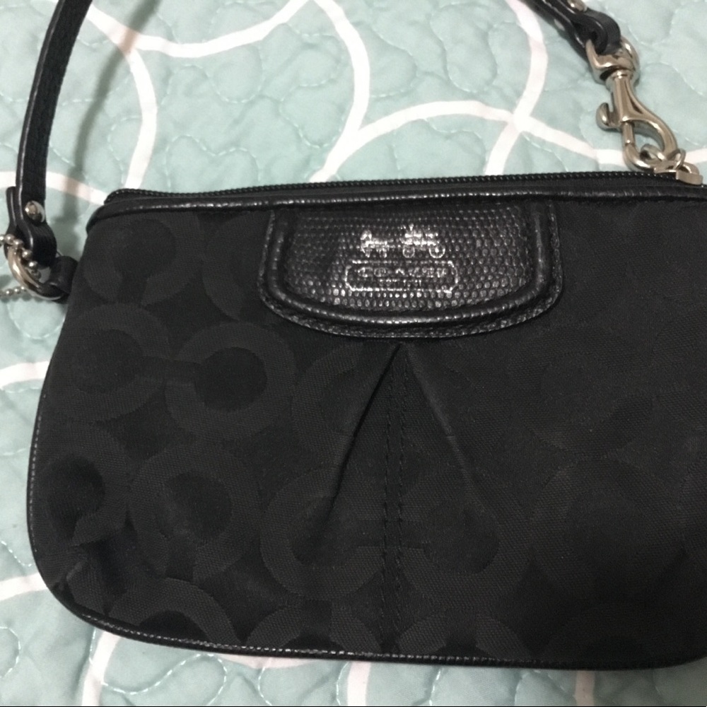 Coach black signature wristlet